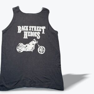 Vintage Back Street Heroes Motorcycle Tank Top Mens Medium Black Screen Stars